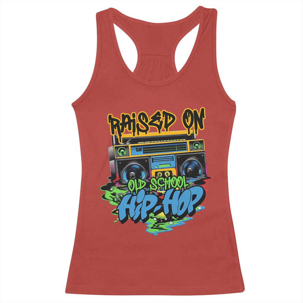 Raised On Old School Hiphop Racerback Tank Top TS09 Red Print Your Wear