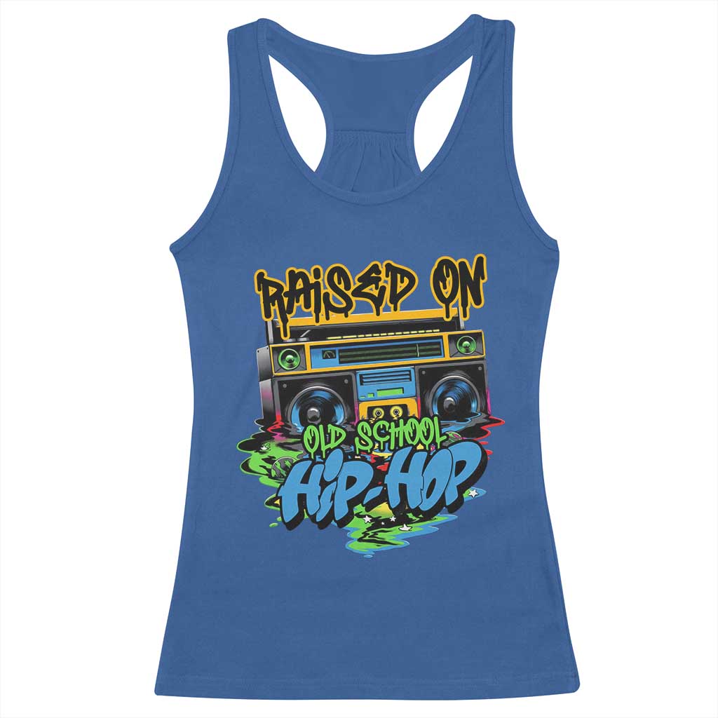 Raised On Old School Hiphop Racerback Tank Top TS09 Royal Blue Print Your Wear