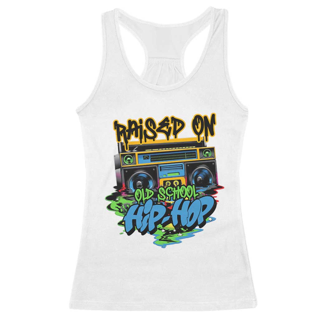 Raised On Old School Hiphop Racerback Tank Top TS09 White Print Your Wear