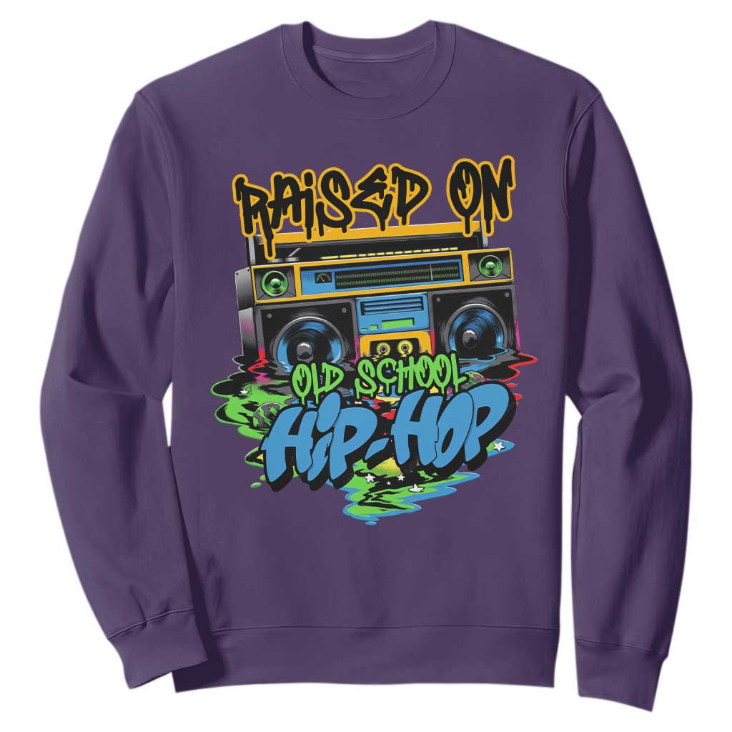 Raised On Old School Hiphop Sweatshirt TS09 Purple Print Your Wear