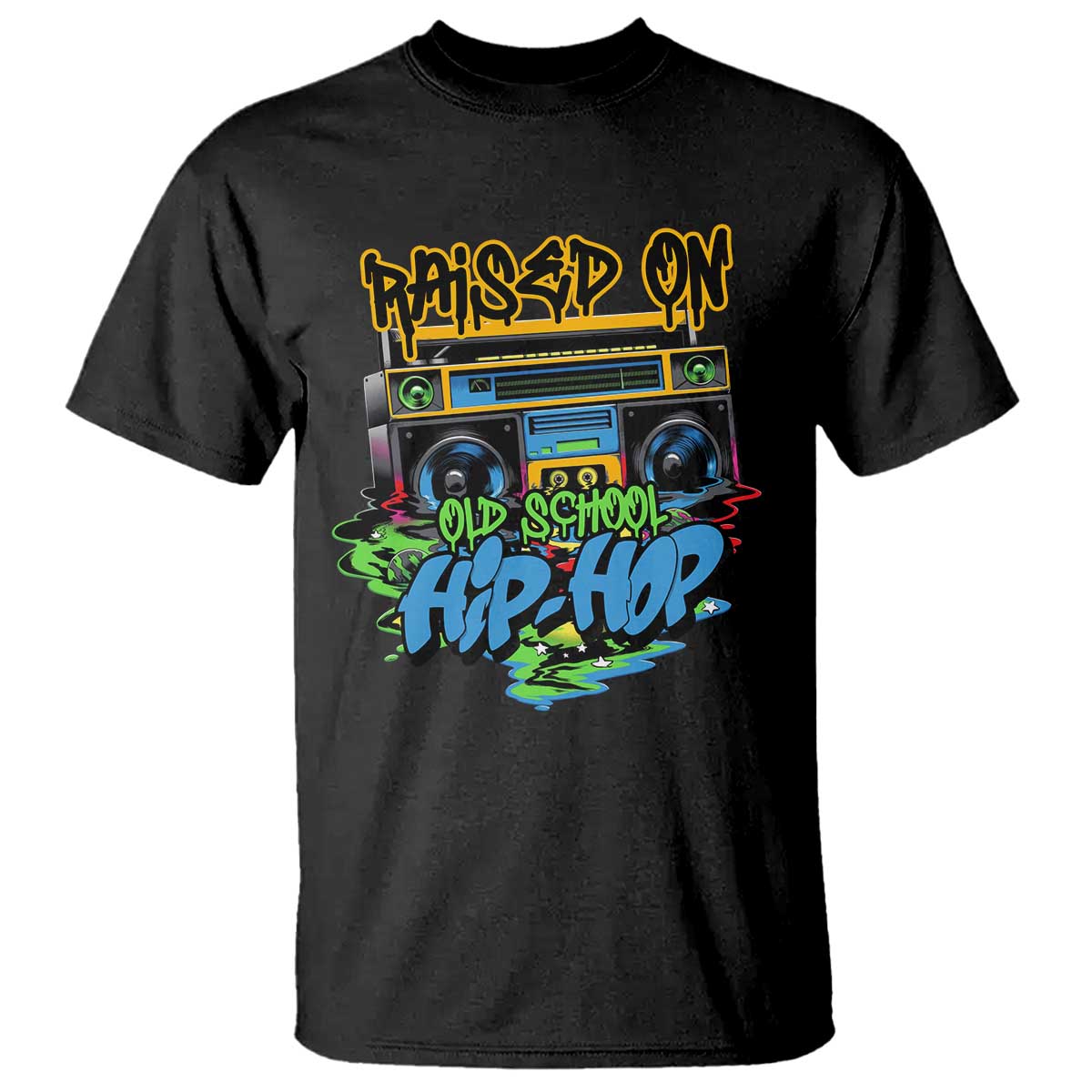 Raised On Old School Hiphop T Shirt TS09 Black Print Your Wear