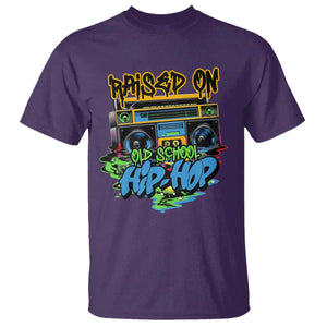 Raised On Old School Hiphop T Shirt TS09 Purple Print Your Wear