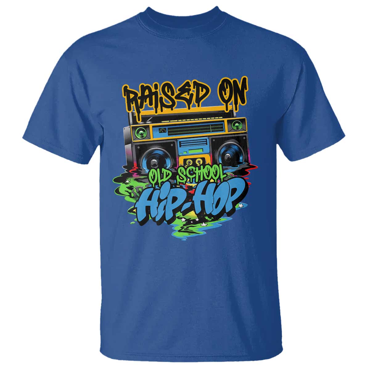 Raised On Old School Hiphop T Shirt TS09 Royal Blue Print Your Wear
