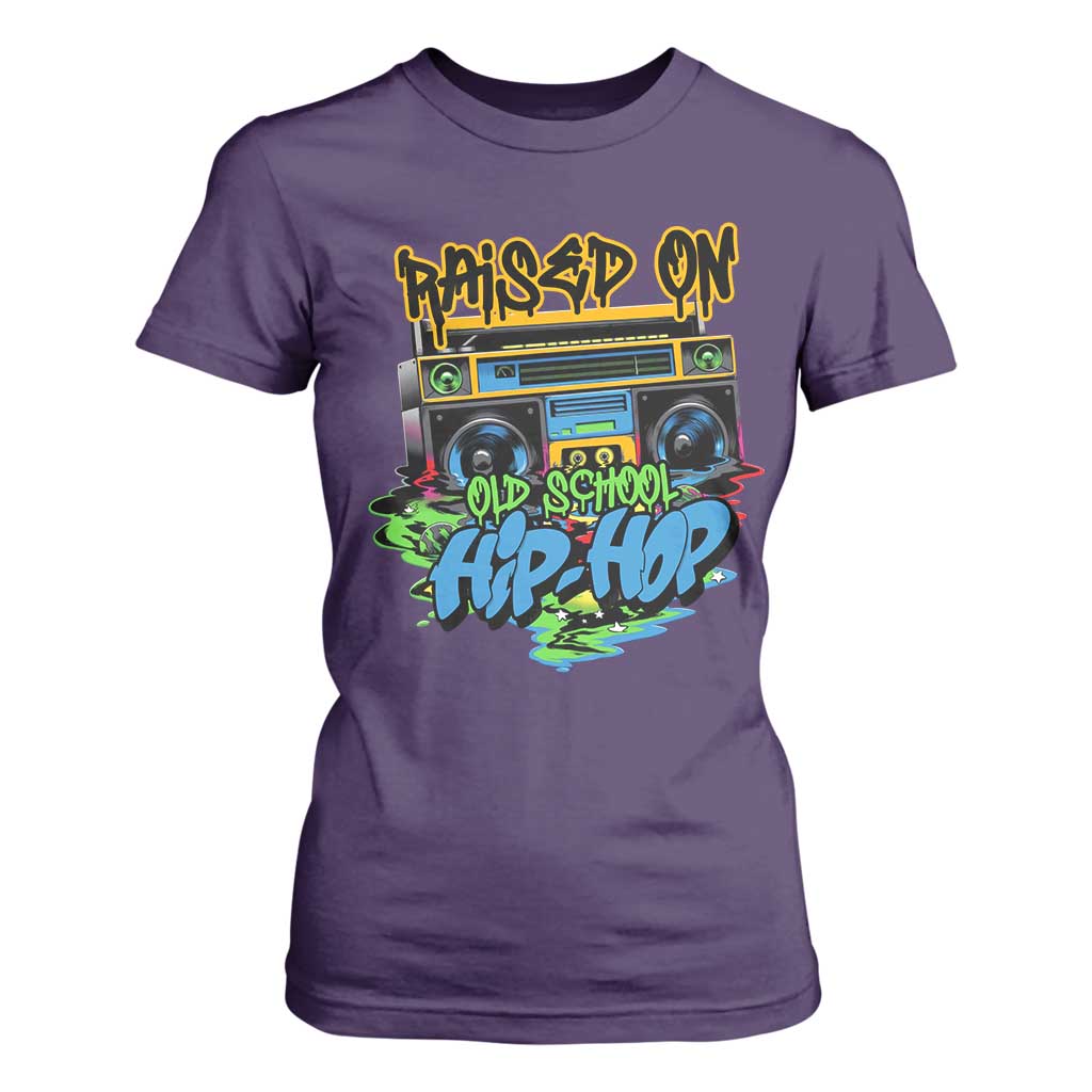 Raised On Old School Hiphop T Shirt For Women TS09 Purple Print Your Wear