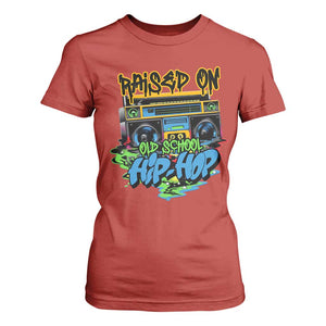 Raised On Old School Hiphop T Shirt For Women TS09 Red Print Your Wear