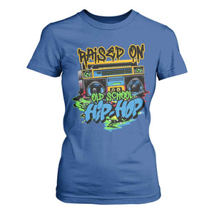 Raised On Old School Hiphop T Shirt For Women TS09 Royal Blue Print Your Wear