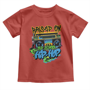Raised On Old School Hiphop Toddler T Shirt TS09 Red Print Your Wear