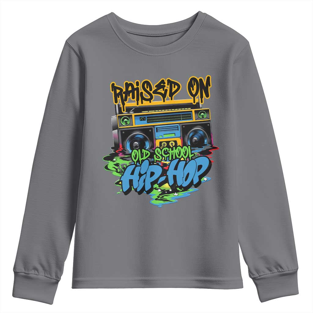 Raised On Old School Hiphop Youth Sweatshirt TS09 Charcoal Print Your Wear