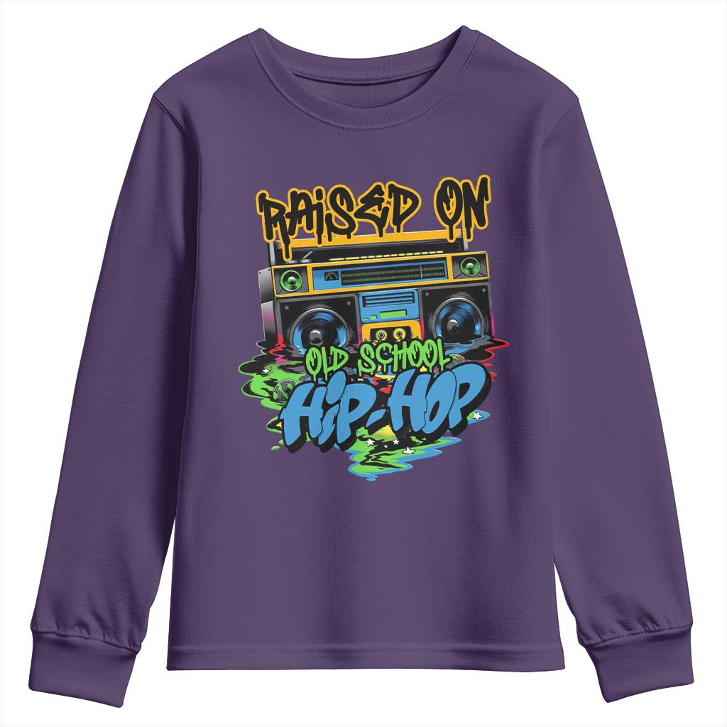 Raised On Old School Hiphop Youth Sweatshirt TS09 Purple Print Your Wear