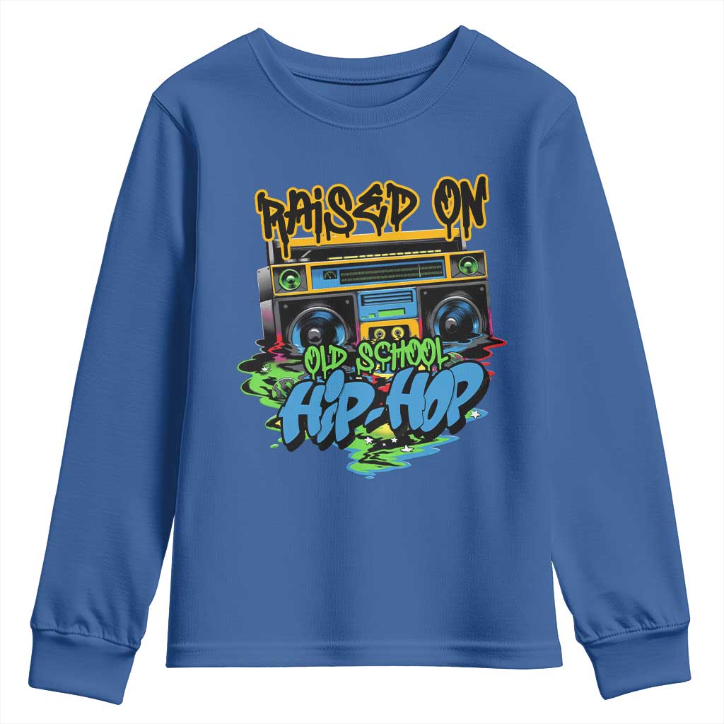 Raised On Old School Hiphop Youth Sweatshirt TS09 Royal Blue Print Your Wear