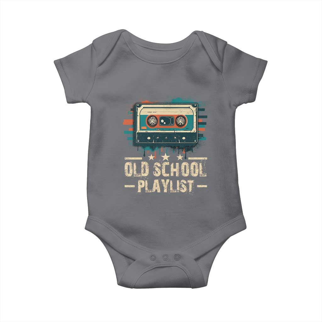 Old School Playlist Baby Onesie Retro Cassette Hip Hop Lover TS09 Charcoal Print Your Wear