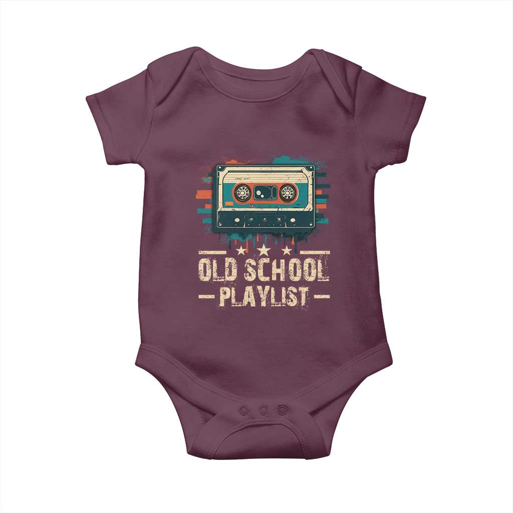 Old School Playlist Baby Onesie Retro Cassette Hip Hop Lover TS09 Maroon Print Your Wear
