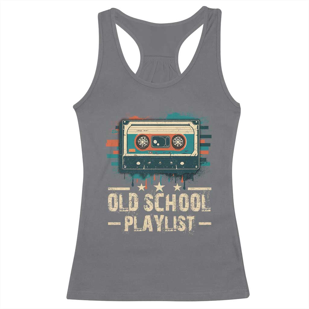 Old School Playlist Racerback Tank Top Retro Cassette Hip Hop Lover TS09 Charcoal Print Your Wear