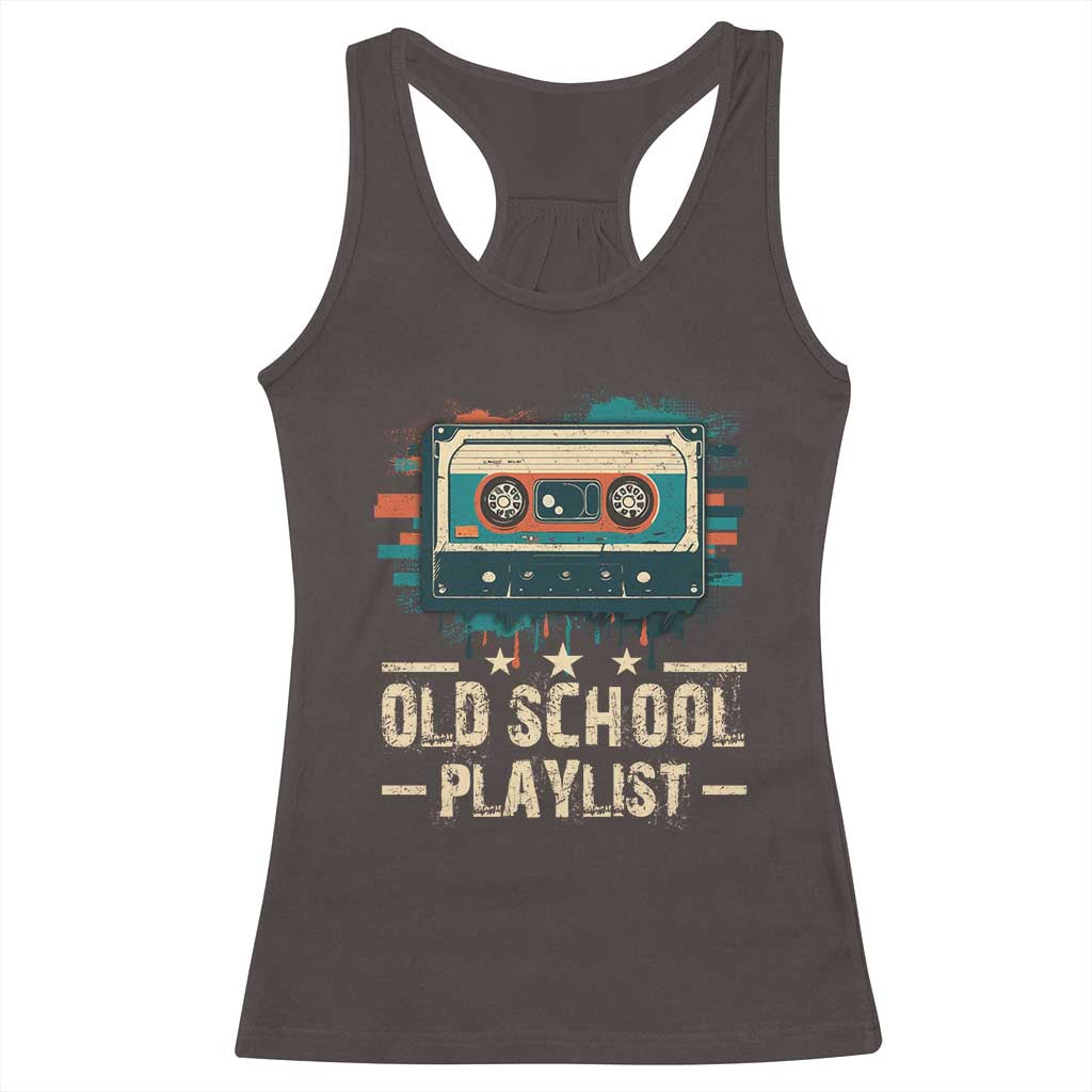 Old School Playlist Racerback Tank Top Retro Cassette Hip Hop Lover TS09 Dark Chocolate Print Your Wear