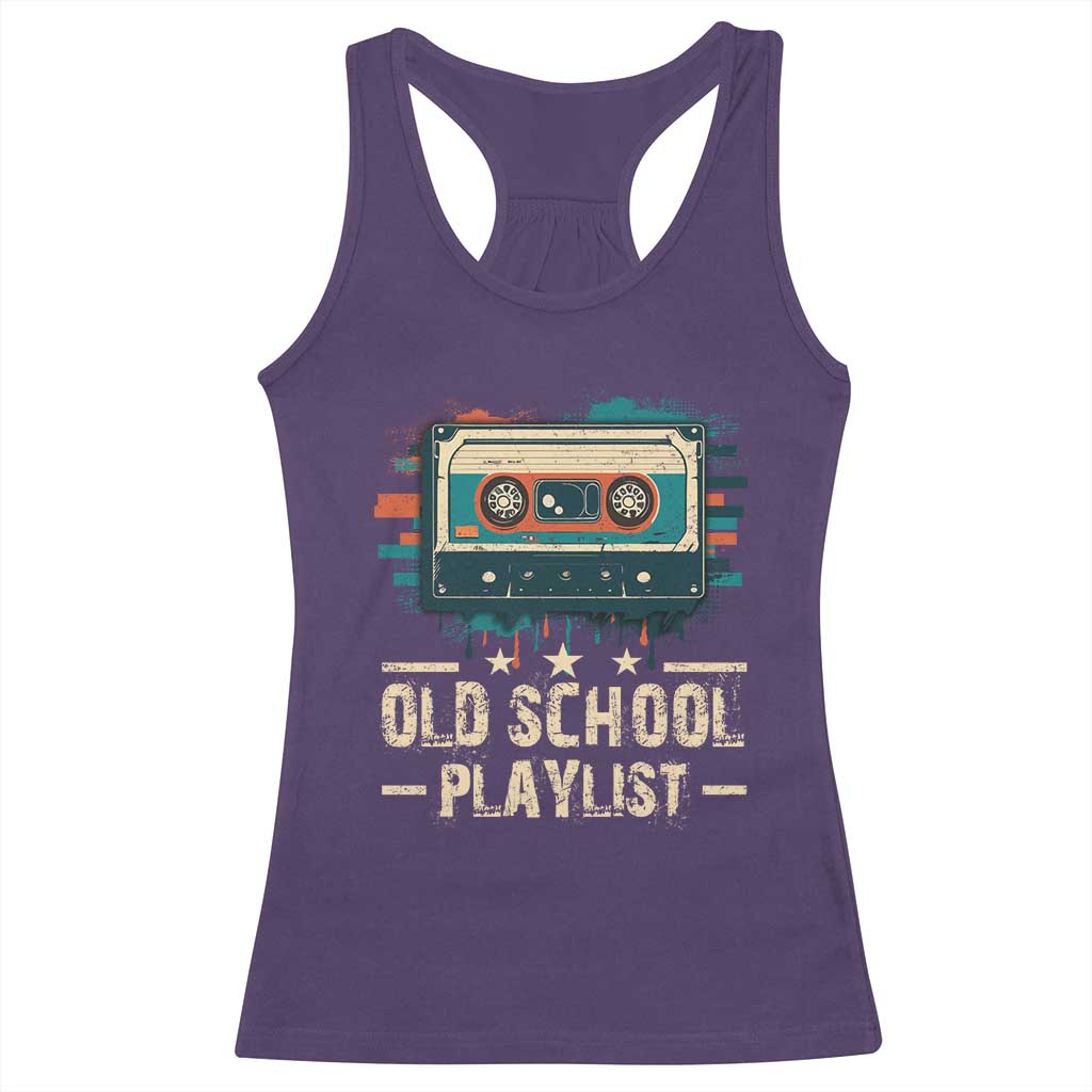 Old School Playlist Racerback Tank Top Retro Cassette Hip Hop Lover TS09 Purple Print Your Wear
