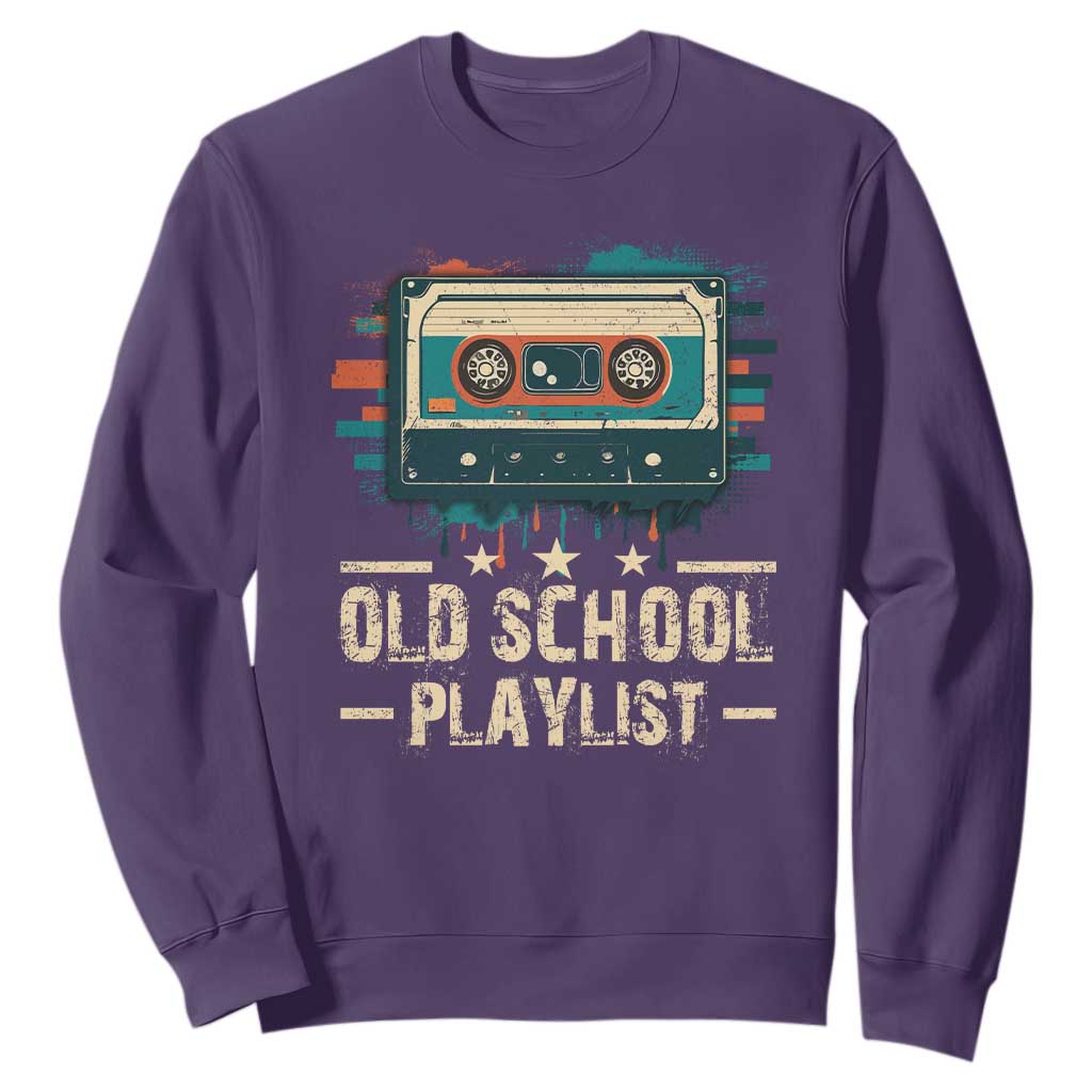 Old School Playlist Sweatshirt Retro Cassette Hip Hop Lover TS09 Purple Print Your Wear