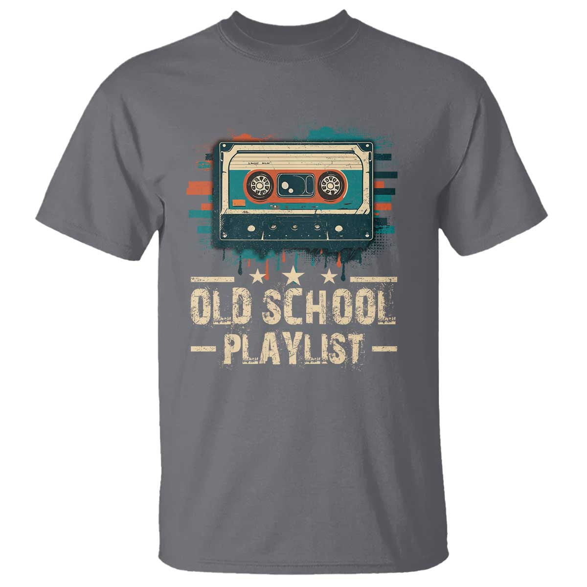 Old School Playlist T Shirt Retro Cassette Hip Hop Lover TS09 Charcoal Print Your Wear
