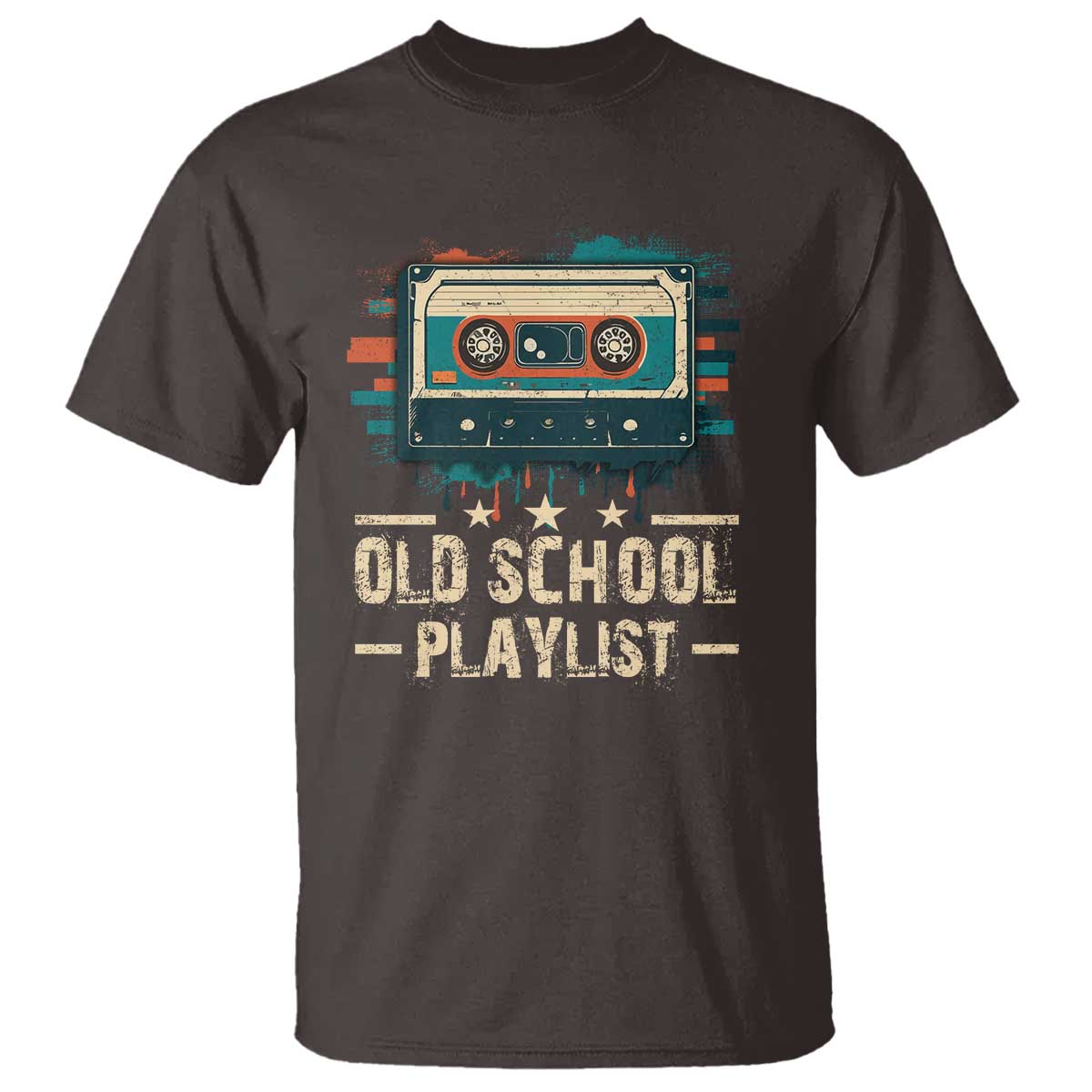 Old School Playlist T Shirt Retro Cassette Hip Hop Lover TS09 Dark Chocolate Print Your Wear