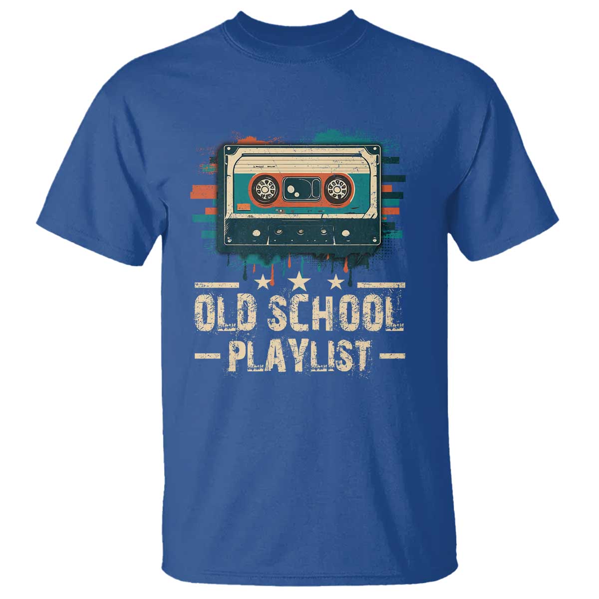 Old School Playlist T Shirt Retro Cassette Hip Hop Lover TS09 Royal Blue Print Your Wear
