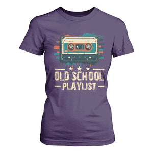 Old School Playlist T Shirt For Women Retro Cassette Hip Hop Lover TS09 Purple Print Your Wear