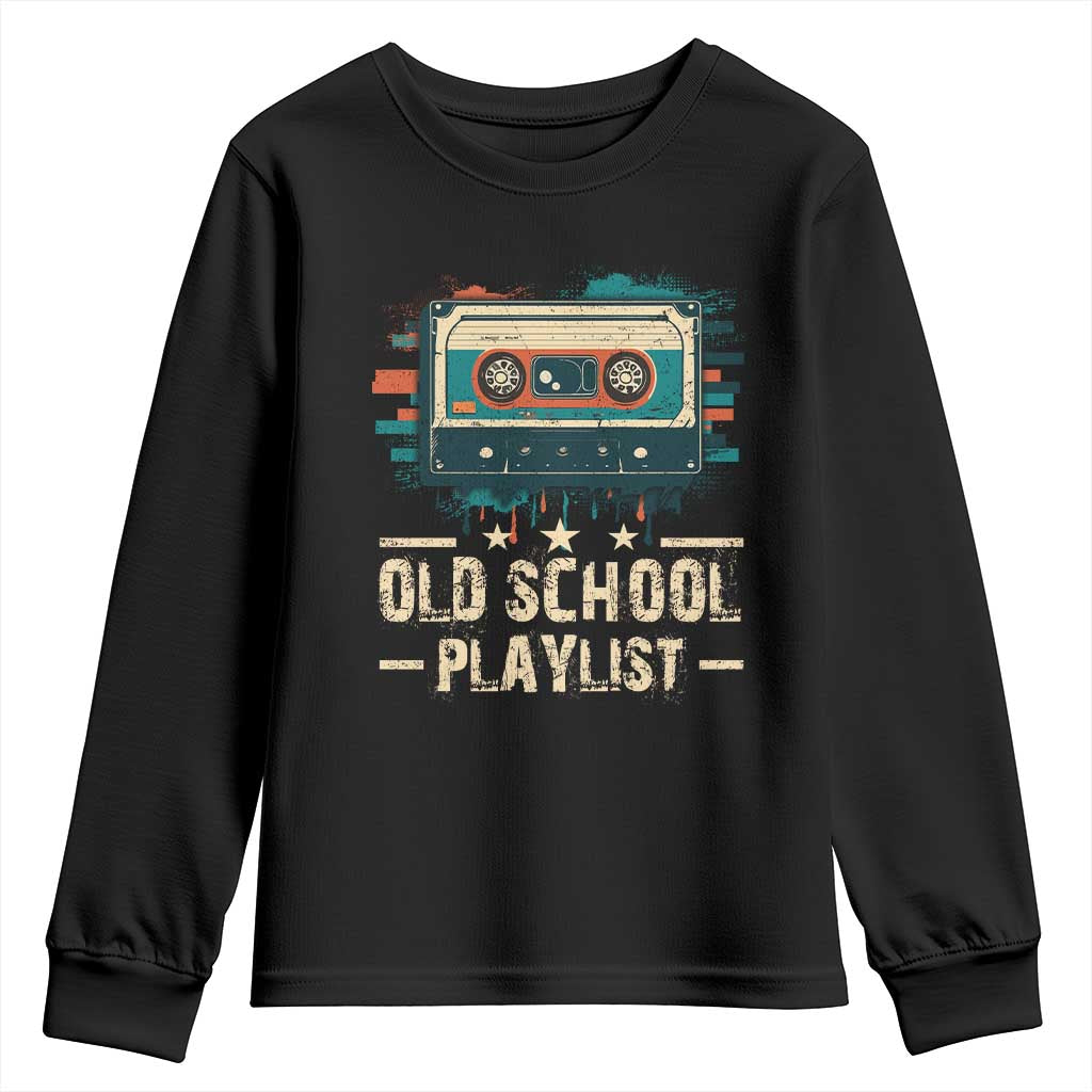 Old School Playlist Youth Sweatshirt Retro Cassette Hip Hop Lover TS09 Black Print Your Wear