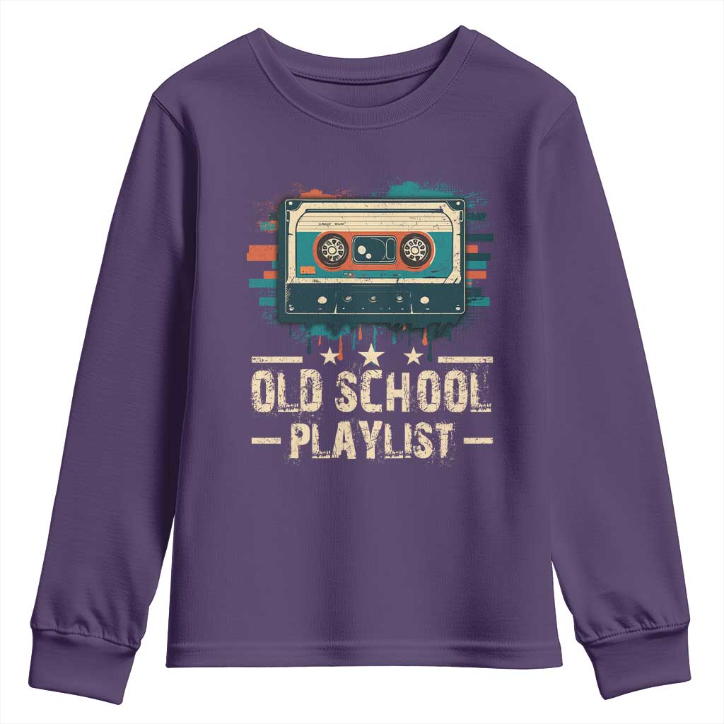 Old School Playlist Youth Sweatshirt Retro Cassette Hip Hop Lover TS09 Purple Print Your Wear