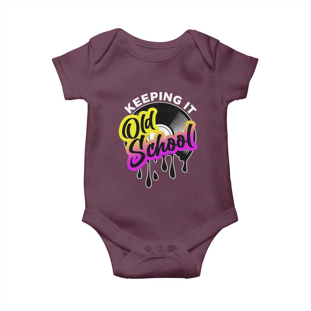 Hip Hop Keeping It Old School Baby Onesie TS09 Maroon Print Your Wear