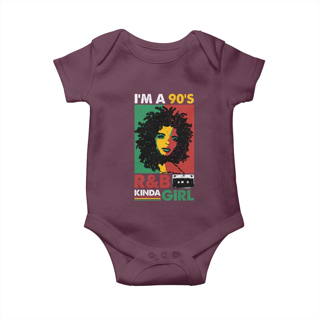 Hip Hop RnB Baby Onesie I'm A 90's R&B Kinda Girl Retro Cassettle TS09 Maroon Print Your Wear