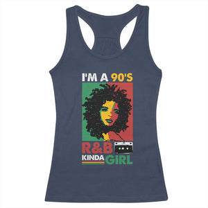 Hip Hop RnB Racerback Tank Top I'm A 90's R&B Kinda Girl Retro Cassettle TS09 Navy Print Your Wear