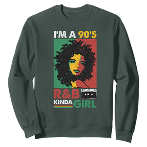 Hip Hop RnB Sweatshirt I'm A 90's R&B Kinda Girl Retro Cassettle TS09 Dark Forest Green Print Your Wear