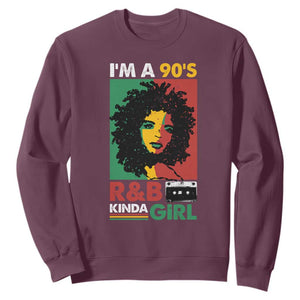 Hip Hop RnB Sweatshirt I'm A 90's R&B Kinda Girl Retro Cassettle TS09 Maroon Print Your Wear