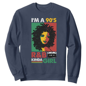 Hip Hop RnB Sweatshirt I'm A 90's R&B Kinda Girl Retro Cassettle TS09 Navy Print Your Wear