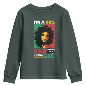 Hip Hop RnB Youth Sweatshirt I'm A 90's R&B Kinda Girl Retro Cassettle TS09 Dark Forest Green Print Your Wear