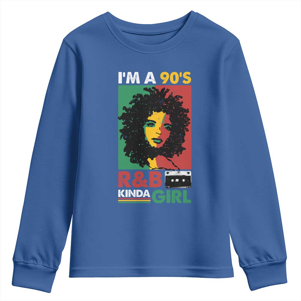Hip Hop RnB Youth Sweatshirt I'm A 90's R&B Kinda Girl Retro Cassettle TS09 Royal Blue Print Your Wear