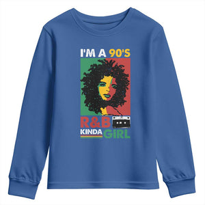 Hip Hop RnB Youth Sweatshirt I'm A 90's R&B Kinda Girl Retro Cassettle TS09 Royal Blue Print Your Wear