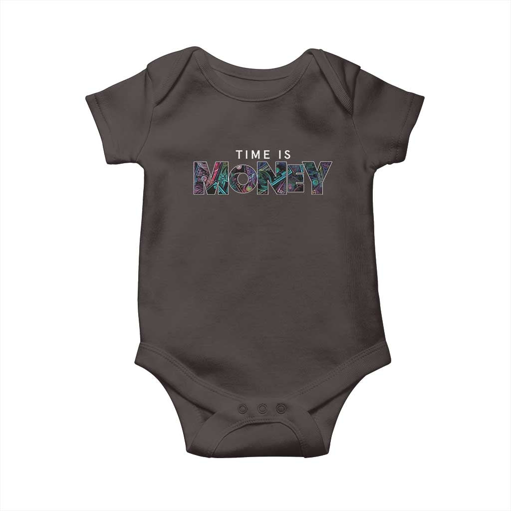 Time Is Money Baby Onesie TS09 Dark Chocolate Print Your Wear