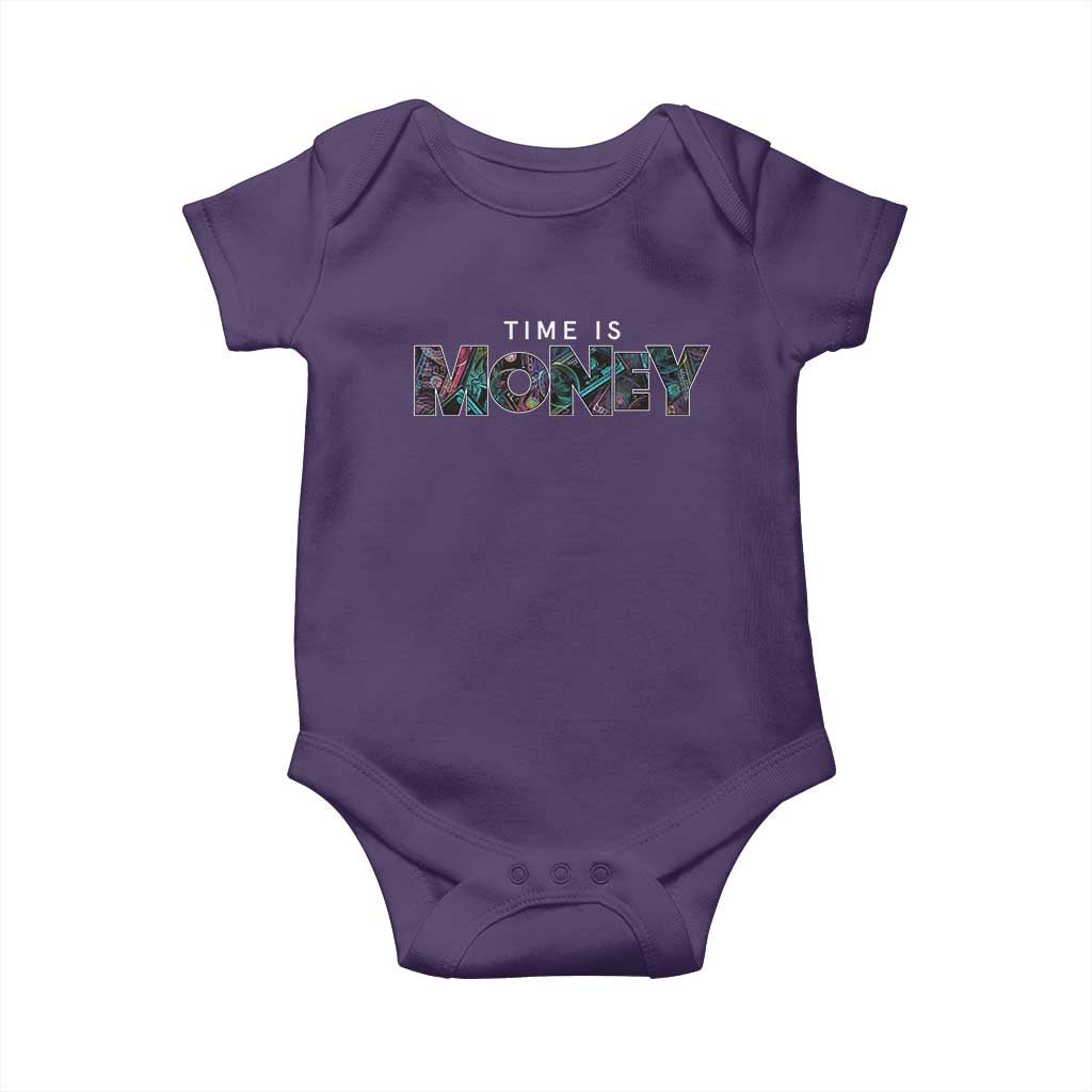 Time Is Money Baby Onesie TS09 Purple Print Your Wear