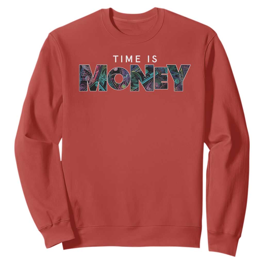 Time Is Money Sweatshirt TS09 Red Print Your Wear