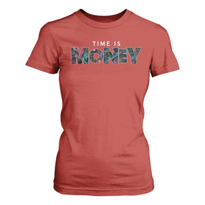 Time Is Money T Shirt For Women TS09 Red Print Your Wear