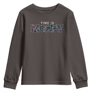 Time Is Money Youth Sweatshirt TS09 Dark Chocolate Print Your Wear