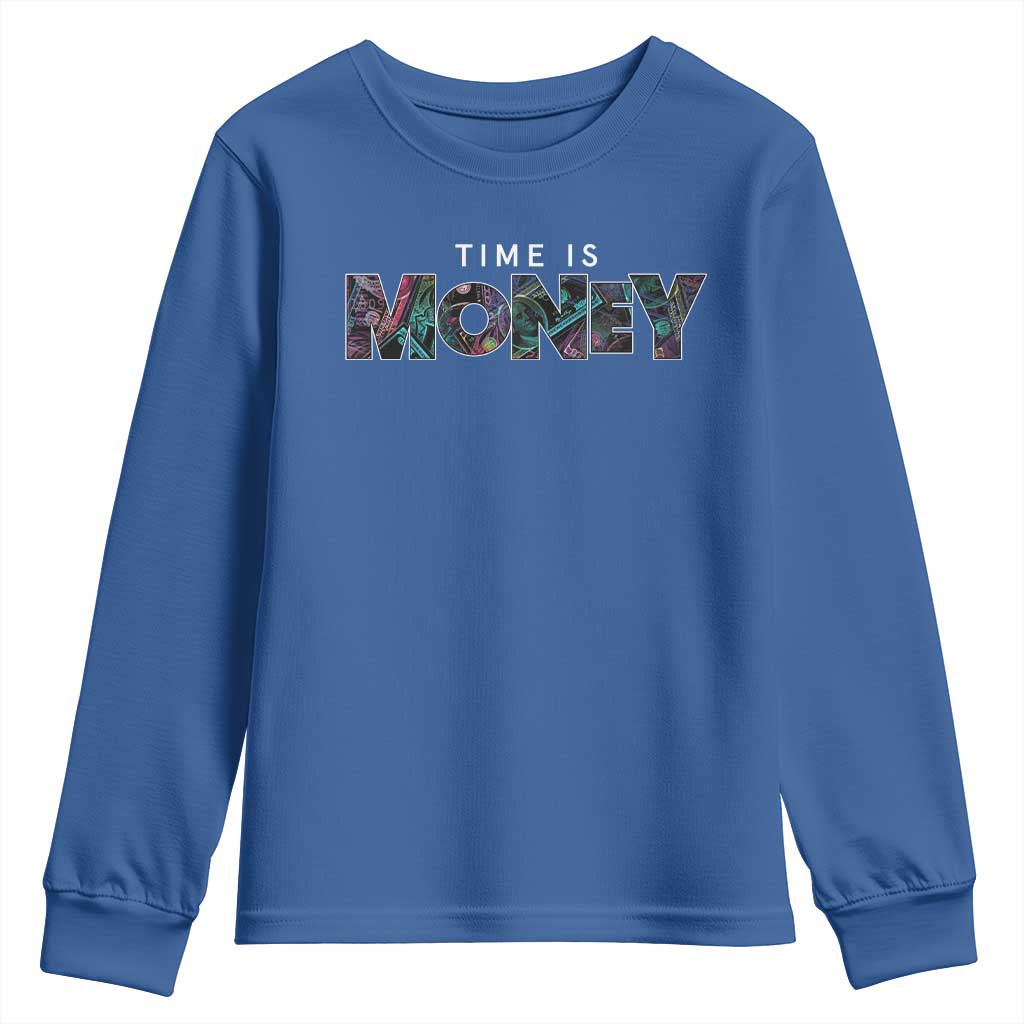 Time Is Money Youth Sweatshirt TS09 Royal Blue Print Your Wear