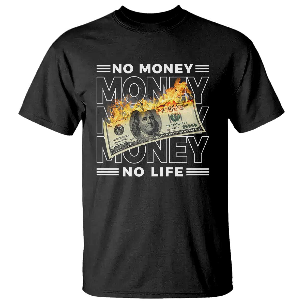 No Money No Life T Shirt TS09 Black Print Your Wear