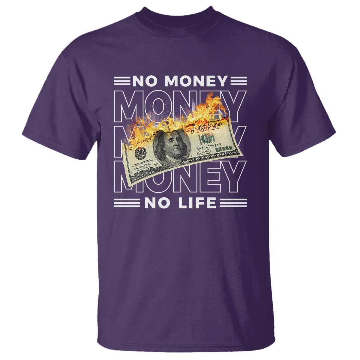 No Money No Life T Shirt TS09 Purple Print Your Wear