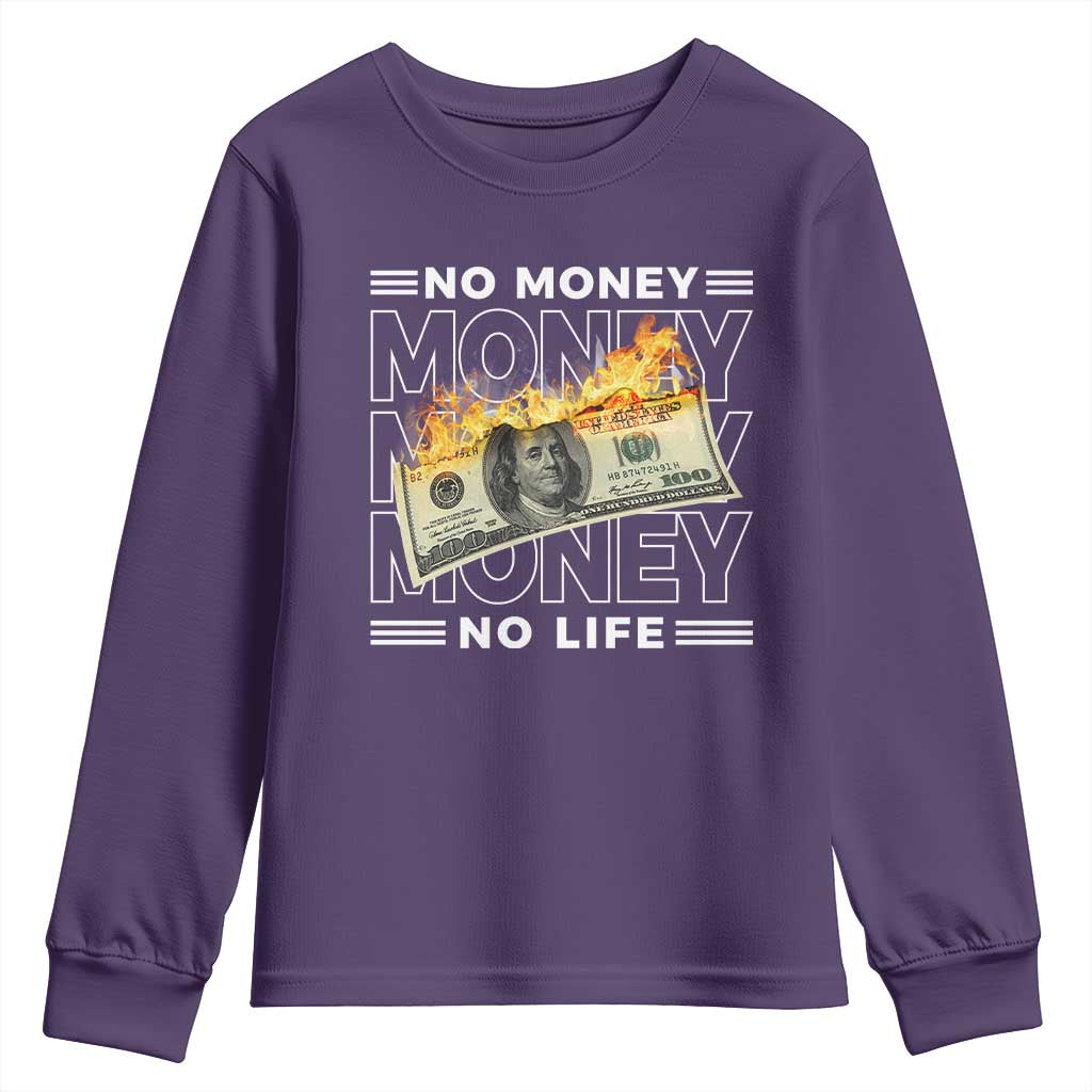 No Money No Life Youth Sweatshirt TS09 Purple Print Your Wear