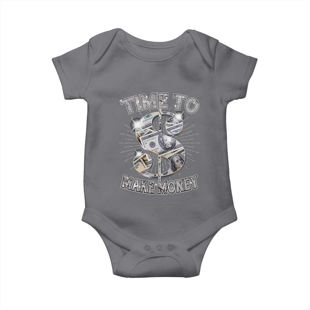 Time To Make Money Baby Onesie TS09 Charcoal Print Your Wear