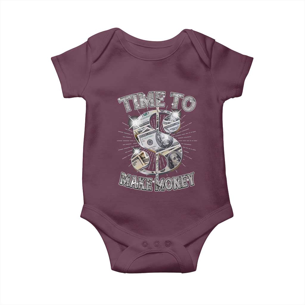 Time To Make Money Baby Onesie TS09 Maroon Print Your Wear