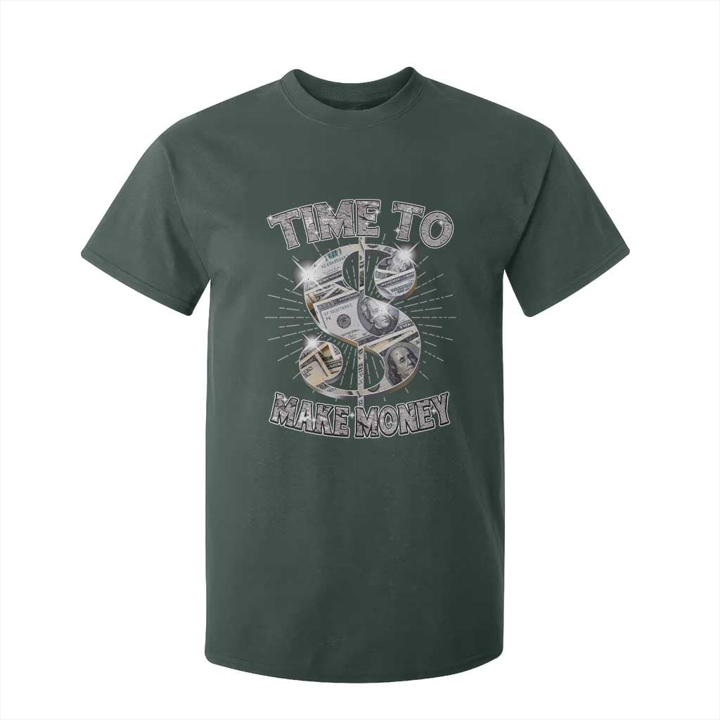 Time To Make Money T Shirt For Kid TS09 Dark Forest Green Print Your Wear