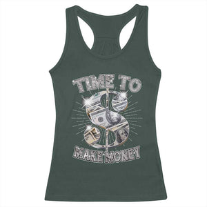 Time To Make Money Racerback Tank Top TS09 Dark Forest Green Print Your Wear