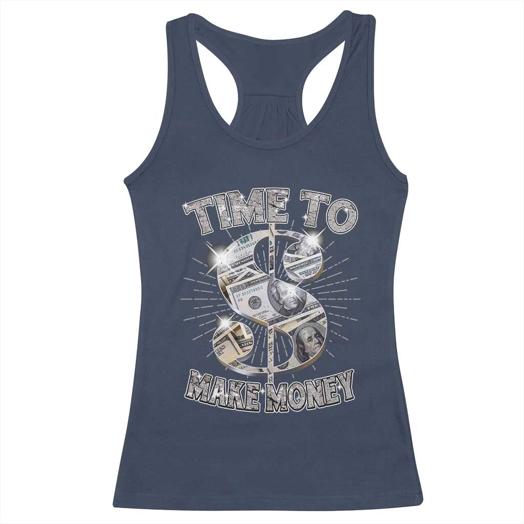 Time To Make Money Racerback Tank Top TS09 Navy Print Your Wear