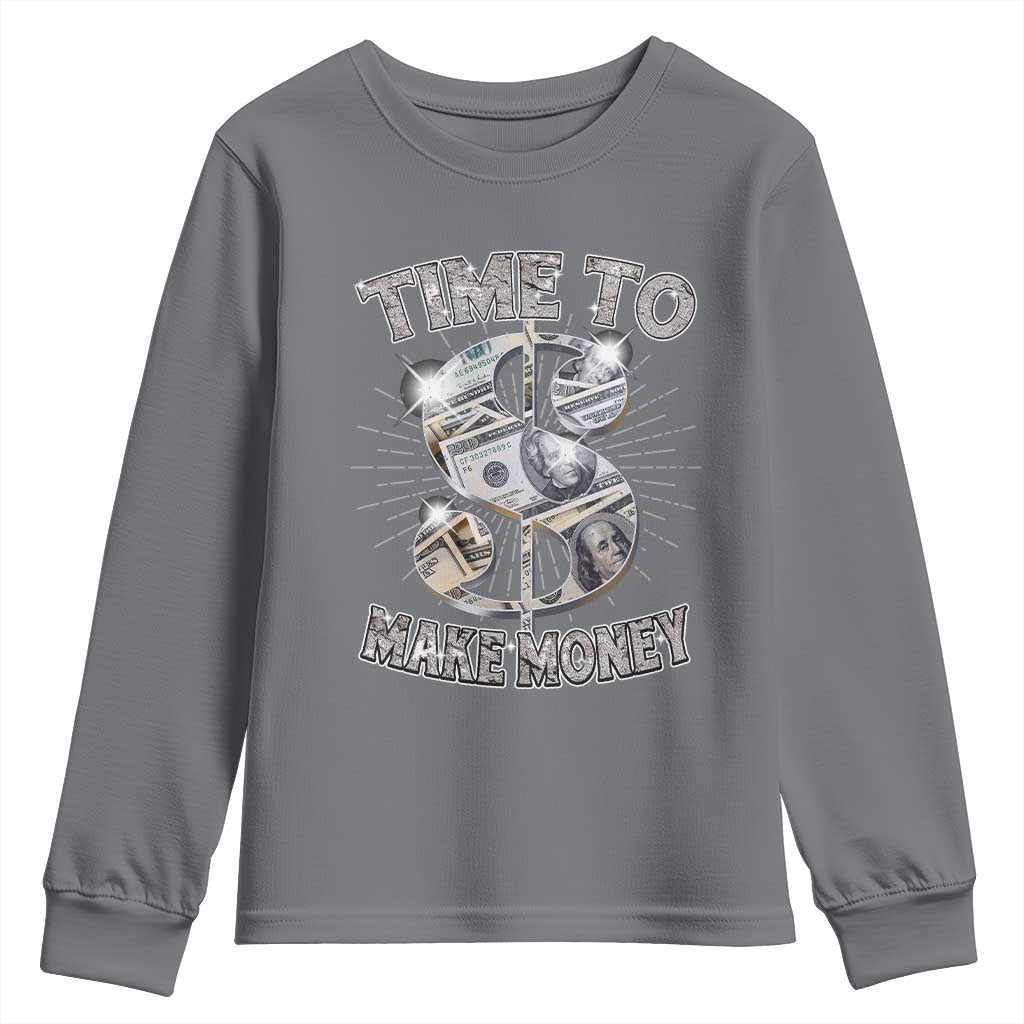 Time To Make Money Youth Sweatshirt TS09 Charcoal Print Your Wear